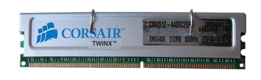 CMX512-4400C25PT Corsair 512MB PC4400 DDR-550MHz non-ECC Unbuffered CL2.5-4-4-8 184-Pin DIMM Memory Module