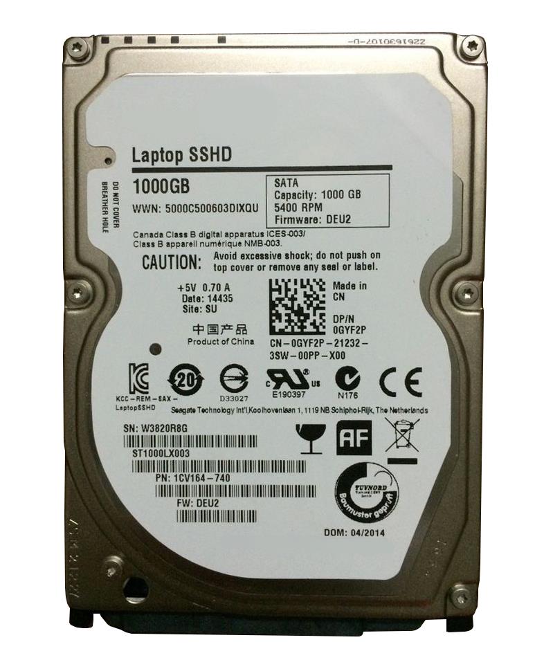CN-0GYF2P Dell 1TB 5400RPM SATA 6Gbps 64MB Cache SSD 2.5-inch Internal Hybrid Hard Drive