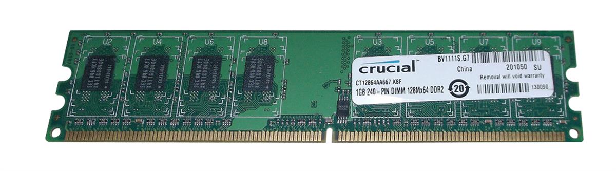 CT12864AA667 Crucial 1GB PC2-5300 DDR2-667MHz non-ECC Unbuffered CL5 240-Pin DIMM Memory Module