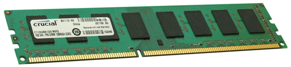 CT12864BA1339.M8FG Crucial 1GB PC3-10600 DDR3-1333MHz non-ECC Unbuffered CL9 240-Pin DIMM Single Rank Memory Module