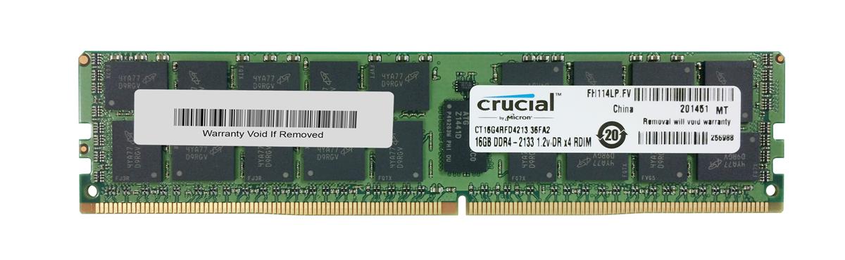 CT16G4RFD4213 Crucial 16GB PC4-17000 DDR4-2133MHz Registered ECC CL15 288-Pin DIMM 1.2V Dual Rank Memory Module