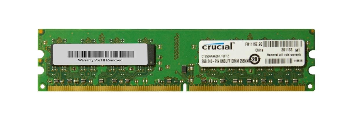 CT25664AA667 Crucial 2GB PC2-5300 DDR2-667MHz non-ECC Unbuffered CL5 240-Pin DIMM Memory Module