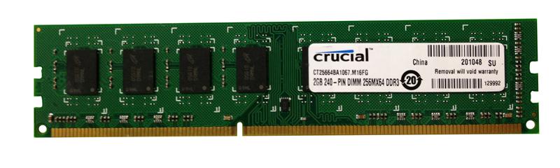 CT25664BA1067.M16FG Crucial 2GB PC3-8500 DDR3-1066MHz non-ECC Unbuffered CL7 240-Pin DIMM Memory Module