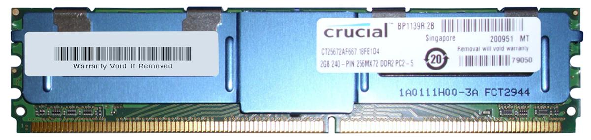 CT25672AF667.18FE1D4 Crucial 2GB PC2-5300 DDR2-667MHz ECC Fully Buffered CL5 240-Pin DIMM Dual Rank Memory Module