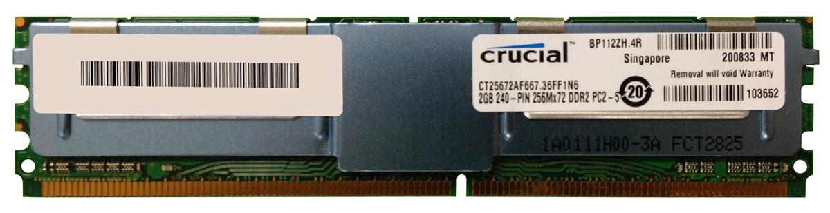 CT25672AF667.36FF1N6 Crucial 2GB PC2-5300 DDR2-667MHz ECC Fully Buffered CL5 240-Pin DIMM Memory Module