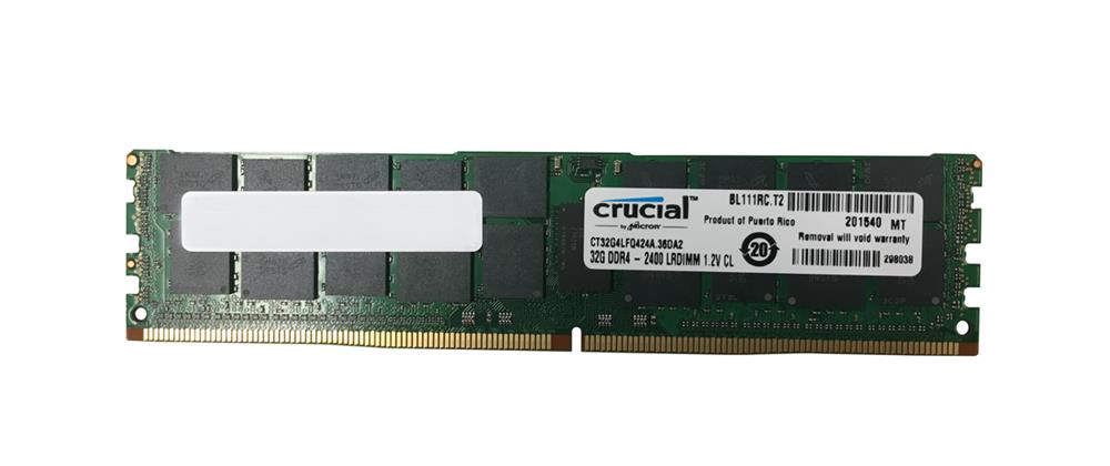 CT32G4LFQ424A Crucial 32GB PC4-19200 DDR4-2400MHz Registered ECC CL17 288-Pin LRDIMM 1.2V Quad Rank Memory Module