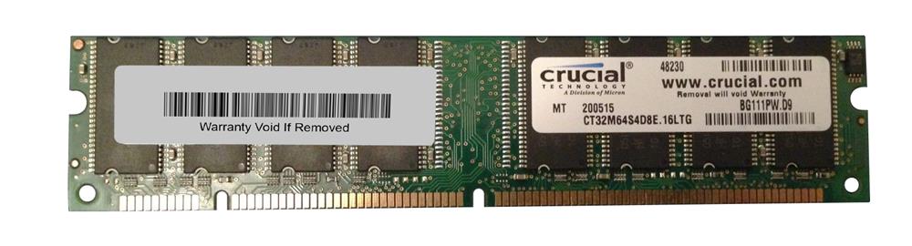 CT32M64S4D8E Crucial 256MB PC100 100MHz non-ECC Unbuffered CL2 168-Pin DIMM Memory Module