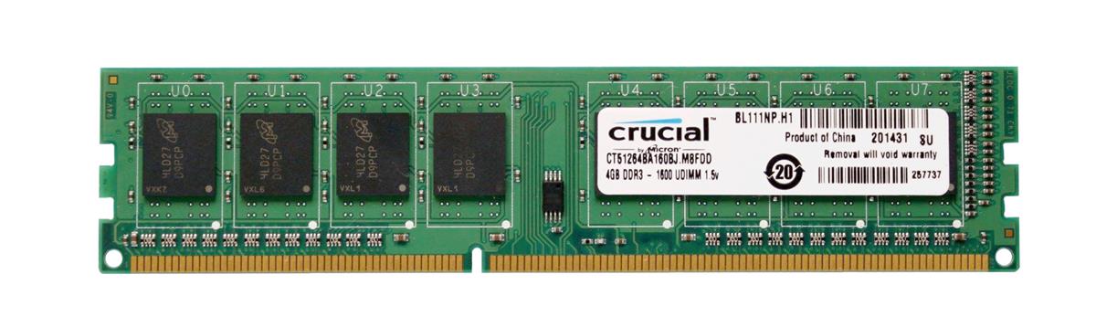 CT51264BA160BJ Crucial 4GB PC3-12800 DDR3-1600MHz non-ECC Unbuffered CL11 240-Pin DIMM Memory Module for Asus F1A55-M LX PLUS R2.0 Motherboard