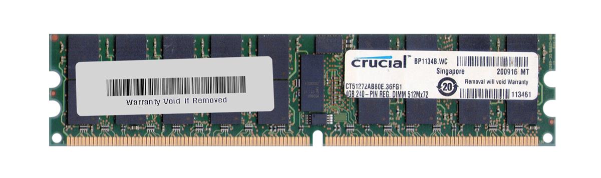CT51272AB80E Crucial 4GB PC2-6400 DDR2-800MHz Registered ECC CL5 240-Pin DIMM Memory Module