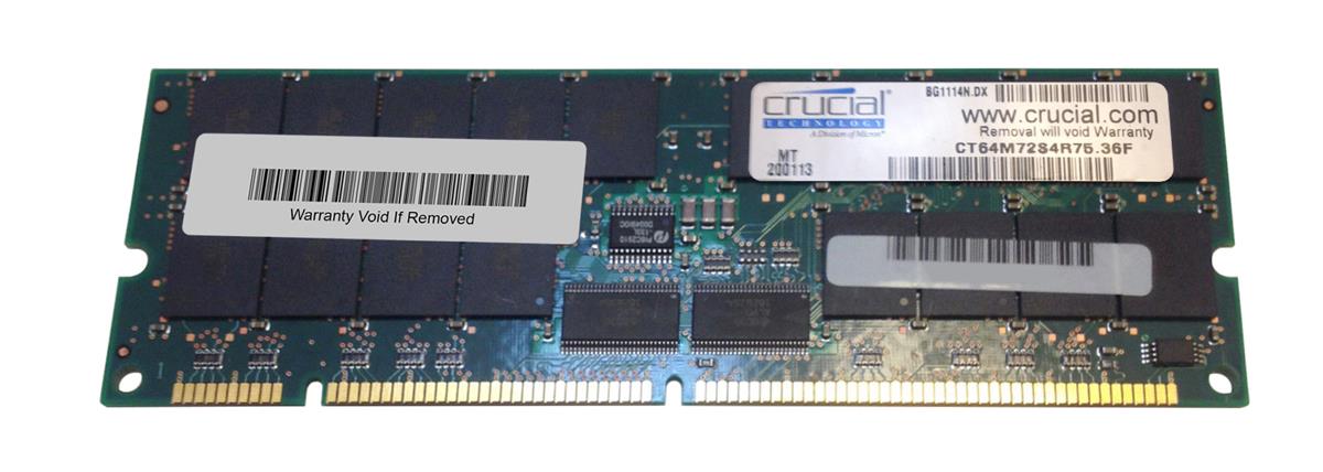 CT64M72S4R75 Crucial 512MB PC133 133MHz Registered ECC CL3 168-Pin DIMM Memory Module