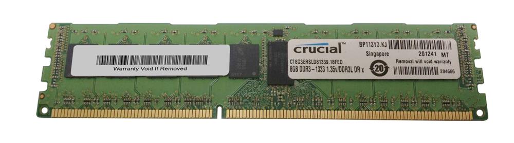CT8G3ERSLD81339.18FED Crucial 8GB PC3-10600 DDR3-1333MHz Registered ECC CL9 240-Pin DIMM 1.35V Low Voltage Dual Rank Memory Module
