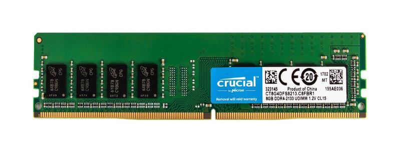 CT8G4DFS8213 Crucial 8GB PC4-17000 DDR4-2133MHz non-ECC Unbuffered CL15 288-Pin DIMM 1.2V Dual Rank Memory Module