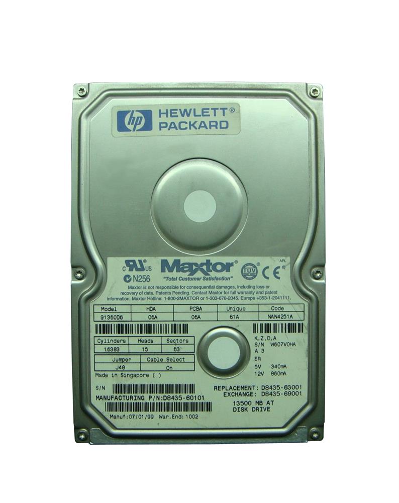 D8435-60101 HP 13.5GB 7200RPM ATA-33 3.5-inch Internal Hard Drive