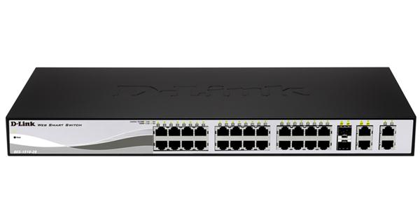 DES-1210-28 D-Link Web Smart 24-Ports 10/100 Switch with (2) 10/ 100/ 1000Base-T Ports and 2 Combo SFP Slots (Refurbished)
