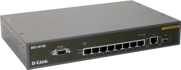 DES-3010G D-Link 8-Ports 10/100mbps Managed Switch With 1 X 1000baset & 1 X Sfp Ports. Supports Hd/fd With Iee (Refurbished)
