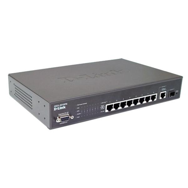DES-3010PA D-Link Managed 8-Ports 10/100 PoE Switch + 1 Gigabit Port + 1 SFP Slot (Refurbished)