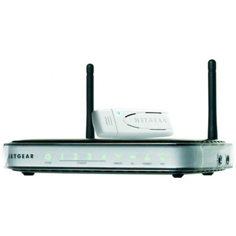 DGNB2100B-100GRS NetGear Wireless 300 5-Port (4x 100Base-TX LAN and 1x WAN RJ45 Port) Modem Router with USB Adapter (Refurbished)