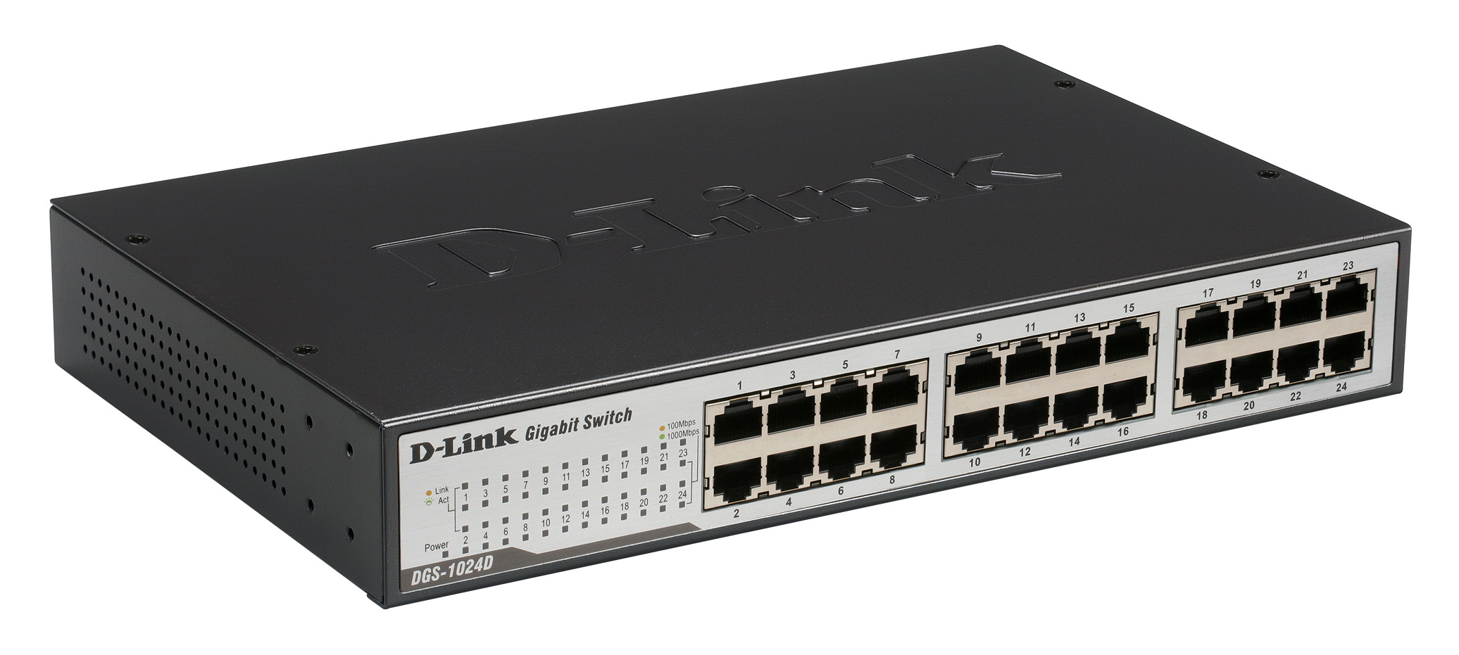 DGS-1024D D-Link 24-Ports RJ-45 10/100/1000Mbps 10/100/1000Base-T Gigabit Unmanaged Desktop Switch (Refurbished)