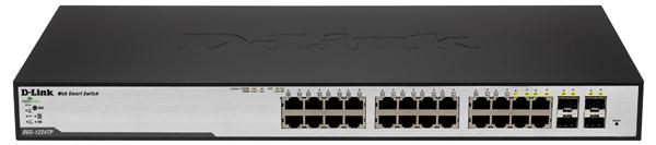 DGS-1224TP D-Link 20-Ports PoE Gigabit Web Smart Switch with 4 Gigabit Combo Base-T SFP Slots (Refurbished)