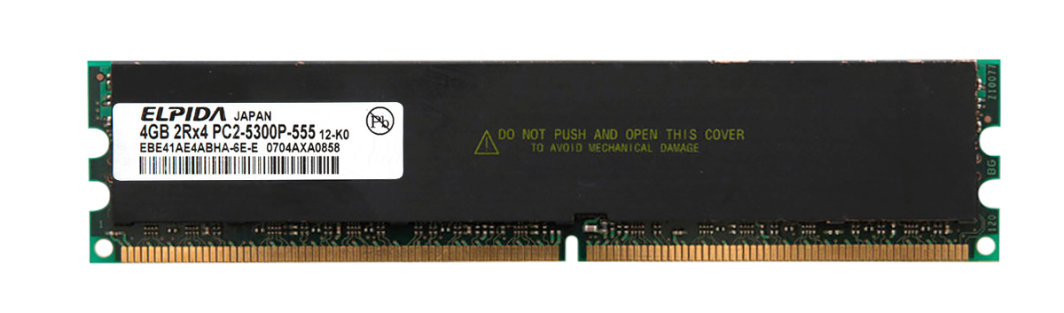 EBE41AE4ABHA-6E-E Elpida 4GB PC2-5300 DDR2-667MHz ECC Registered CL5 240-Pin DIMM Dual Rank Memory Module