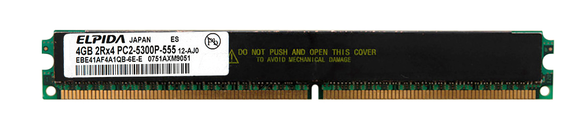 EBE41AF4A1QB-6E-E Elpida 4GB PC2-5300 DDR2-667MHz ECC Registered CL5 240-Pin DIMM Very Low Profile (VLP) Dual Rank Memory Module