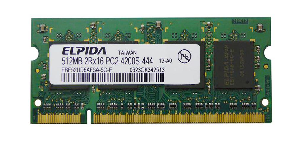 EBE52UD6AFSA-5C-E Elpida 512MB PC2-4200 DDR2-533MHz non-ECC Unbuffered CL4 200-Pin SoDimm Dual Rank Memory Module
