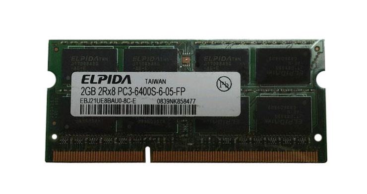 EBJ21UE8BAU0-8C-E Elpida 2GB PC3-6400 DDR3-800MHz non-ECC Unbuffered CL6 204-Pin SoDimm Dual Rank Memory Module