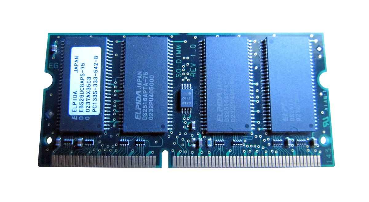 EBS26U6APS-75 Elpida 256MB PC133 133MHz non-ECC Unbuffered CL3 144-Pin SoDimm Memory Module