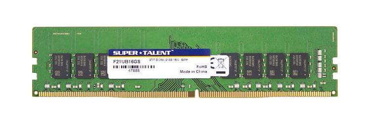 F21UB16GS Super Talent 8GB PC4-17000 DDR4-2133MHz non-ECC Unbuffered CL15 288-Pin DIMM 1.2V Single Rank Memory Module