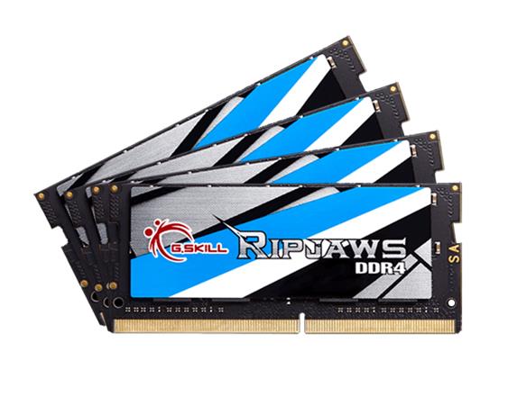F4-2666C18Q-32GRS G.Skill Ripjaws 32GB Kit (4 X 8GB) PC4-21300 DDR4-2666MHz non-ECC Unbuffered CL18 (18-18-18-43) 260-Pin SoDimm Memory 