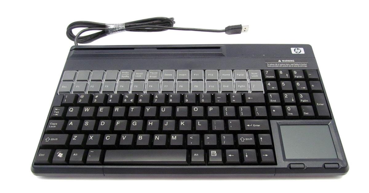 FK218AA HP POS Keyboard 106 Keys QWERTY Layout Magnetic Stripe Reader USB Carbonite