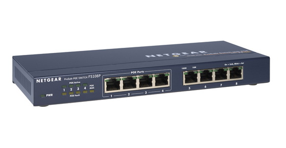 FS108P NetGear ProSafe 8-Ports RJ45 10/100Mbps with 4-Ports (PoE) Power over Ethernet Switch (Refurbished)