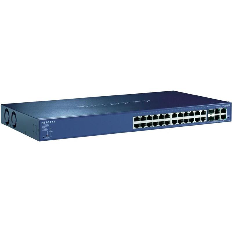FS728TSNA NetGear ProSafe 24-Ports 10/100Mbps Stackable Smart Switch + 4 Gigabit Ports (Refurbished)