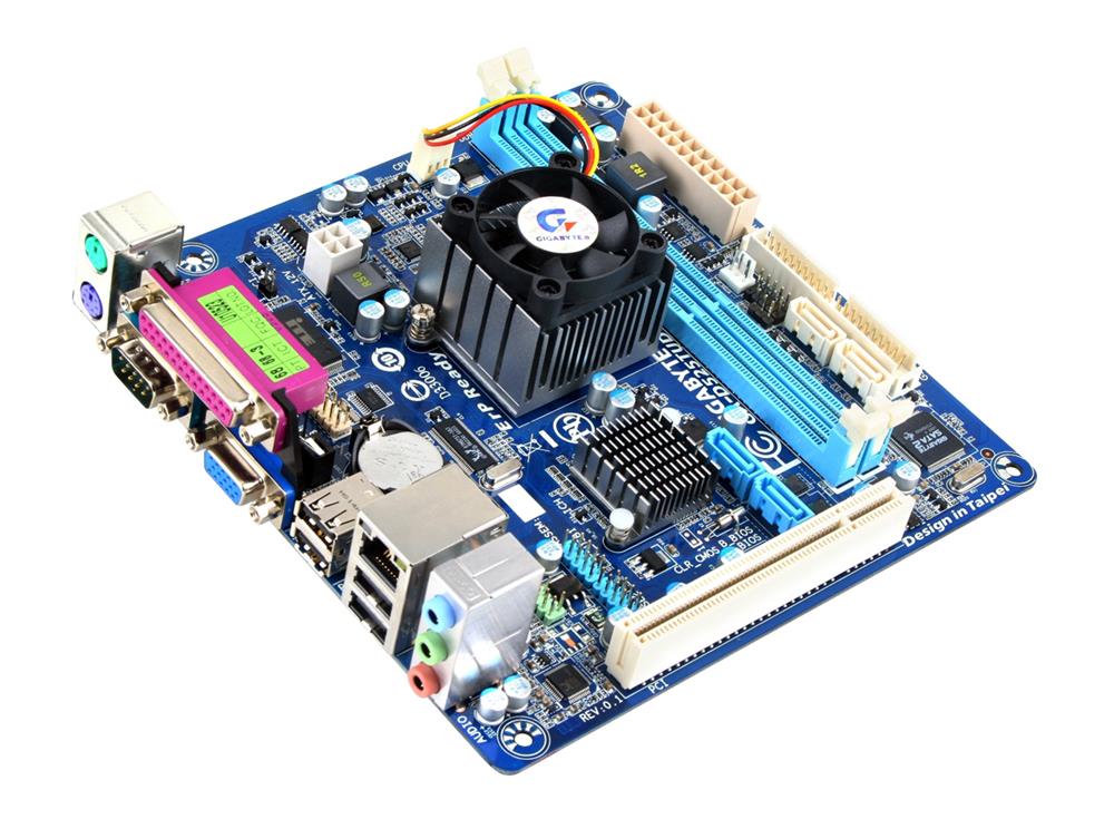 GA-D525TUD Gigabyte Intel NM10 Express Chipset Socket BGA-559 Mini ITX Motherboard With Intel Atom D525 Processor Onboard (Refurbished)