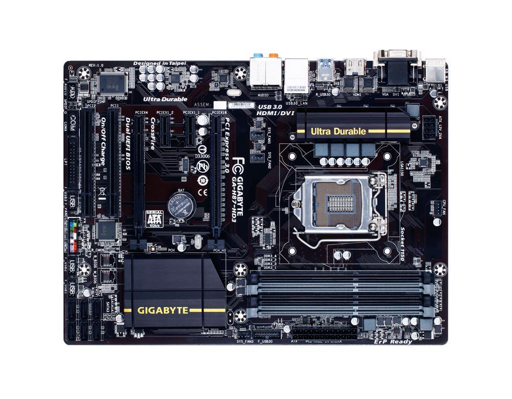GA-H87-HD3 Gigabyte Socket LGA 1150 Intel H87 Chipset Core i7 / i5 / i3 / Pentium / Celeron Processors Support DDR3 4x DIMM 6x SATA 6.0Gb/s ATX Motherboard (Refurbished)