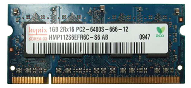 HMP112S6EFR6C-S6 Hynix 1GB PC2-6400 DDR2-800MHz non-ECC Unbuffered CL6 200-Pin SoDimm Dual Rank Memory Module