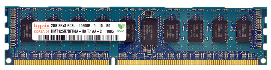 HMT125R7BFR8A-H9 Hynix 2GB PC3-10600 DDR3-1333MHz ECC Registered CL9 240-Pin DIMM 1.35V Low Voltage Dual Rank Memory Module