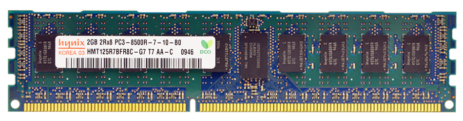 HMT125R7BFR8C-G7 Hynix 2GB PC3-8500 DDR3-1066MHz ECC Registered CL7 240-Pin DIMM Dual Rank Memory Module