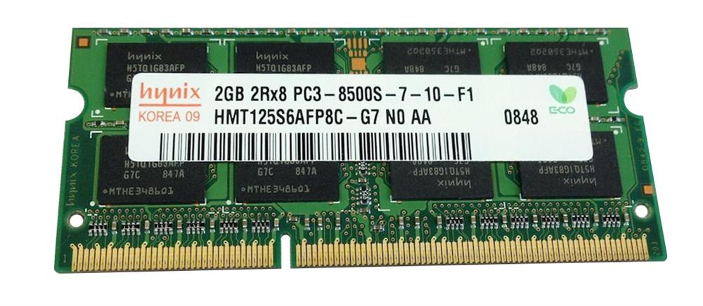 HMT125S6AFP8C-G7 Hynix 2GB PC3-8500 DDR3-1066MHz non-ECC Unbuffered CL7 204-Pin SoDimm Dual Rank Memory Module