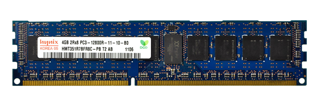 HMT351R7BFR8C-PB Hynix 4GB PC3-12800 DDR3-1600MHz ECC Registered CL11 240-Pin DIMM Dual Rank Memory Module