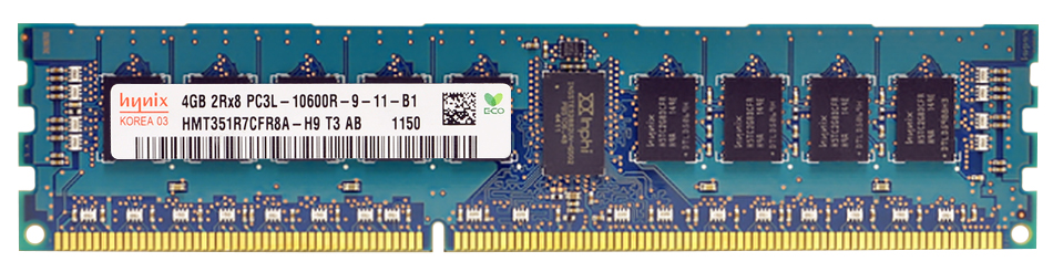 HMT351R7CFR8A-H9 Hynix 4GB PC3-10600 DDR3-1333MHz ECC Registered CL9 240-Pin DIMM 1.35V Low Voltage Dual Rank Memory Module
