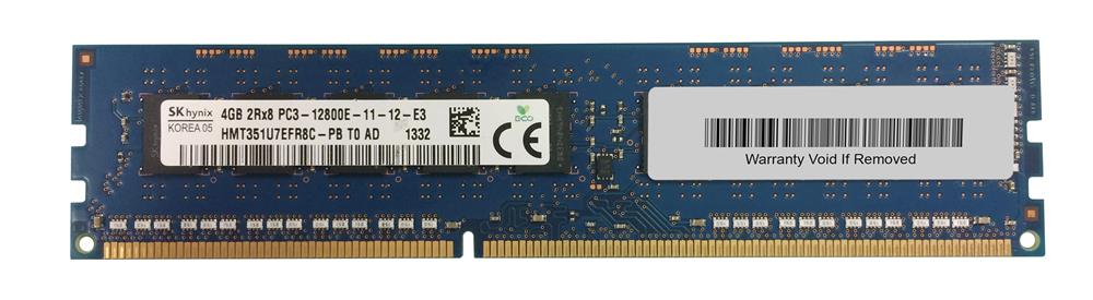 HMT351U7EFR8C-PBT0-AD Hynix 4GB PC3-12800 DDR3-1600MHz ECC Unbuffered CL11 240-Pin DIMM Dual Rank Memory Module