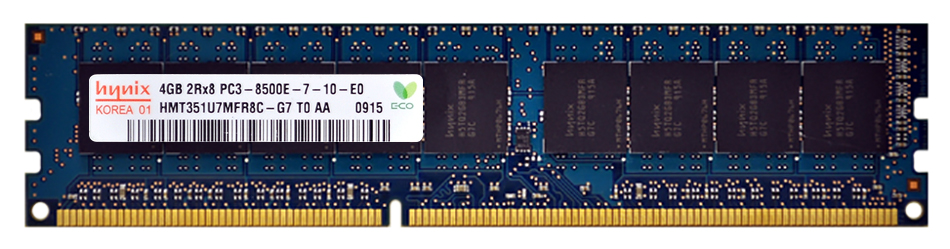 HMT351U7MFR8C-G7T0-AA Hynix 4GB PC3-8500 DDR3-1066MHz ECC Unbuffered CL7 240-Pin DIMM Dual Rank Memory Module