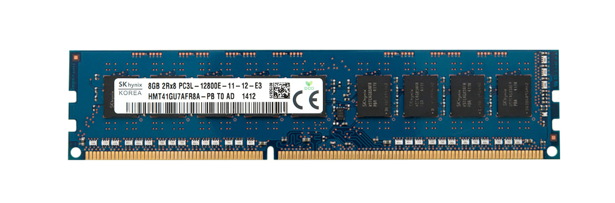 HMT41GU7AFR8A-PB Hynix 8GB PC3-12800 DDR3-1600MHz ECC Unbuffered CL11 240-Pin DIMM 1.35V Low Voltage Dual Rank Memory Module