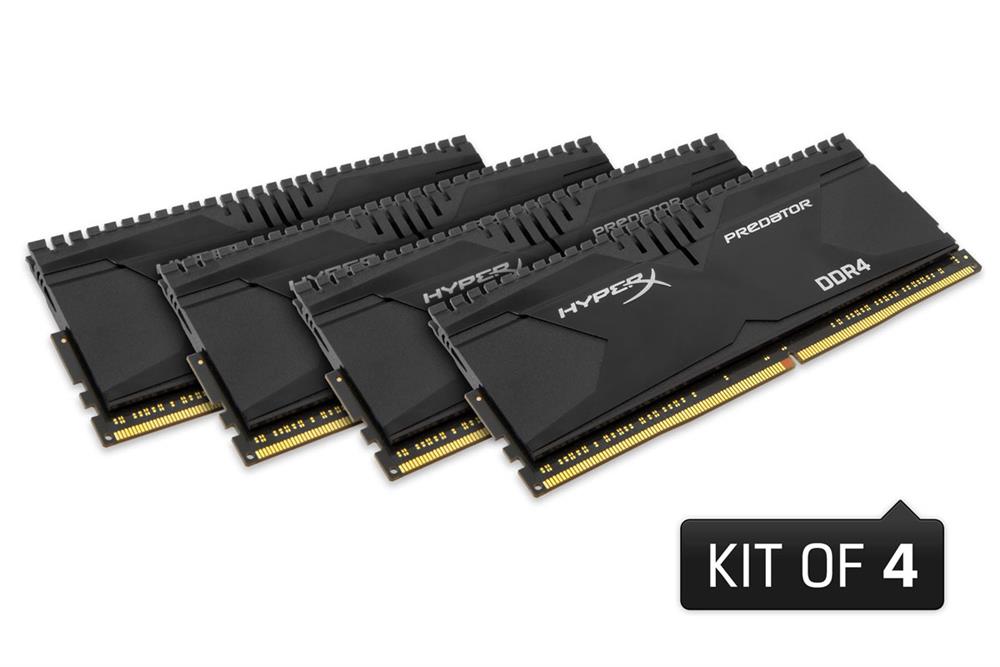 HX432C16PB3K4/32 Kingston XMP HyperX Predator 32GB Kit (4 X 8GB) PC4-25600 DDR4-3200MHz non-ECC Unbuffered CL16 (16-18-18) 288-Pin DIMM 1.35V Low Voltage Memory (Kit of 4)