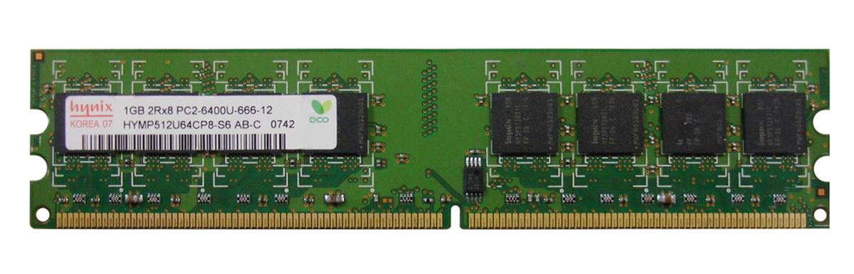 HYMP512U64CP8-S6-AB-C Hynix 1GB PC2-6400 DDR2-800MHz non-ECC Unbuffered CL6 240-Pin DIMM Dual Rank Memory Module