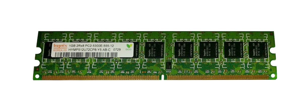 HYMP512U72CP8-Y5 Hynix 1GB PC2-5300 DDR2-667MHz ECC Unbuffered CL5 240-Pin DIMM Dual Rank Memory Module