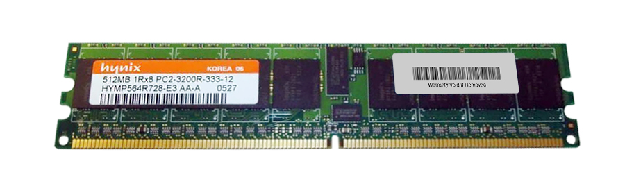 HYMP564R728-E3-AA-A Hynix 512MB PC2-3200 DDR2-400MHz ECC Registered CL3 240-Pin DIMM Single Rank Memory Module
