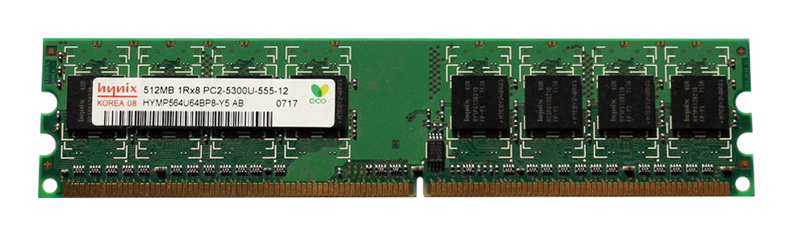HYMP564U64BP8-Y5 Hynix 512MB PC2-5300 DDR2-667MHz non-ECC Unbuffered CL5 240-Pin DIMM Single Rank Memory Module