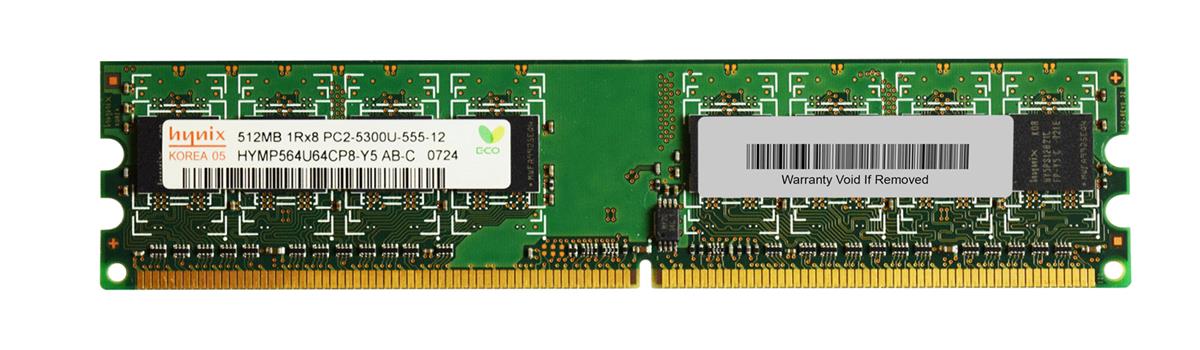HYMP564U64CP8-Y5 Hynix 512MB PC2-5300 DDR2-667MHz non-ECC Unbuffered CL5 240-Pin DIMM Single Rank Memory Module